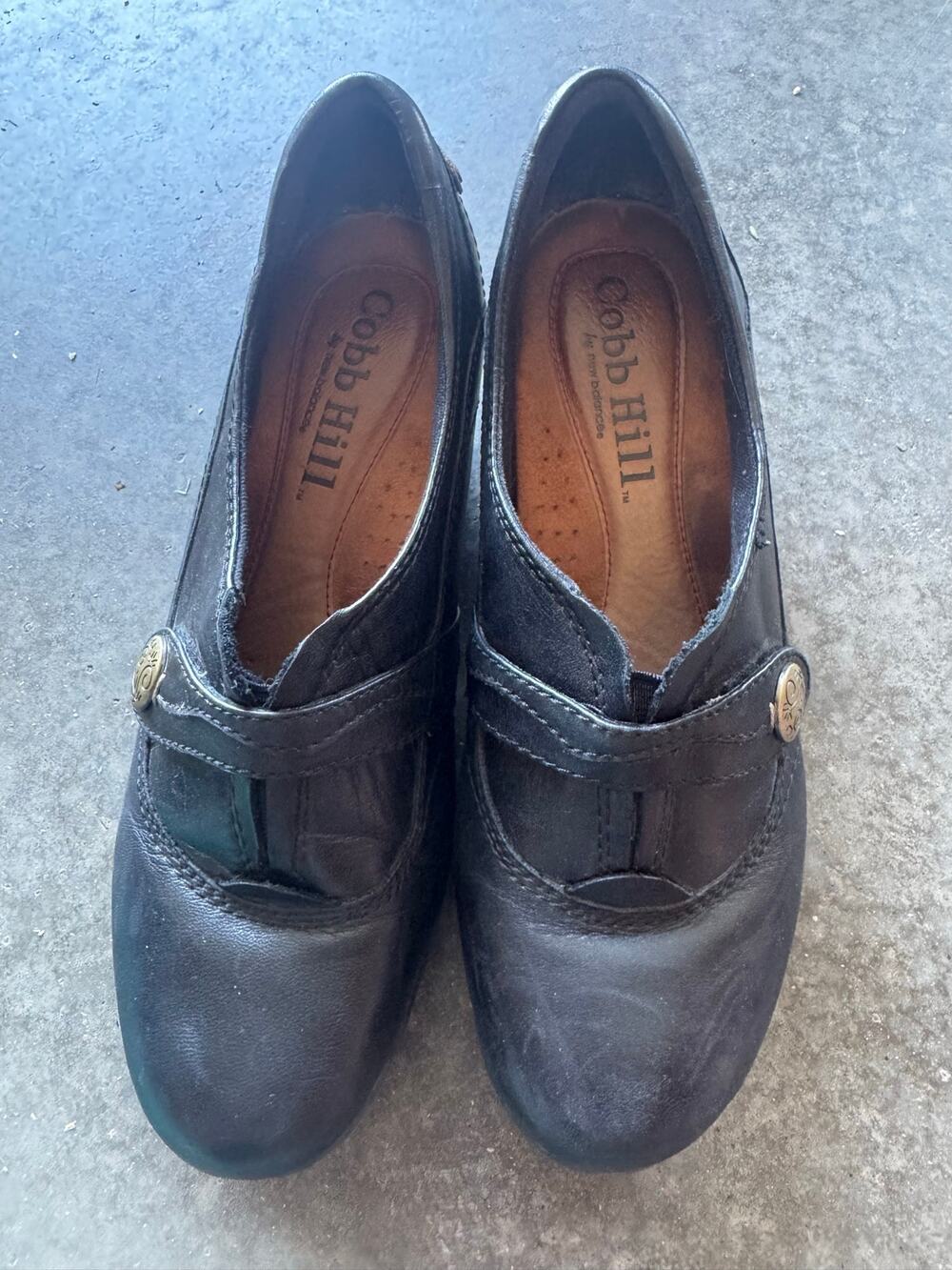 Cobb Hill by New Balance Black Leather Mary Jane Low Heel Comfort Shoes Sz 6.5M